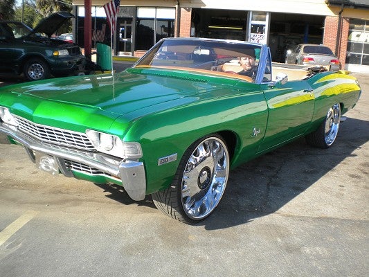1968 chevy impala convertible custom candy green paint ostrige beige